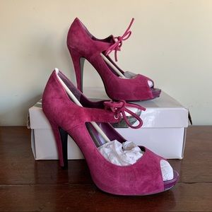 Nine West Purple suede Papoose High Heels 7 B-87